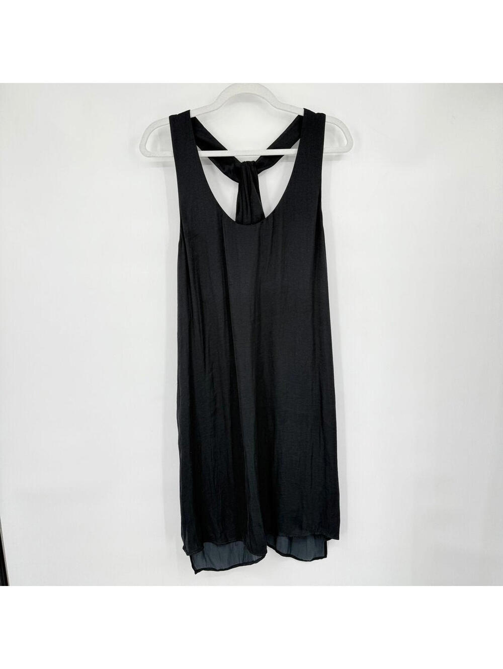 Women's Trouve Silky Sleeveless Black T-Back Tank Dress Large